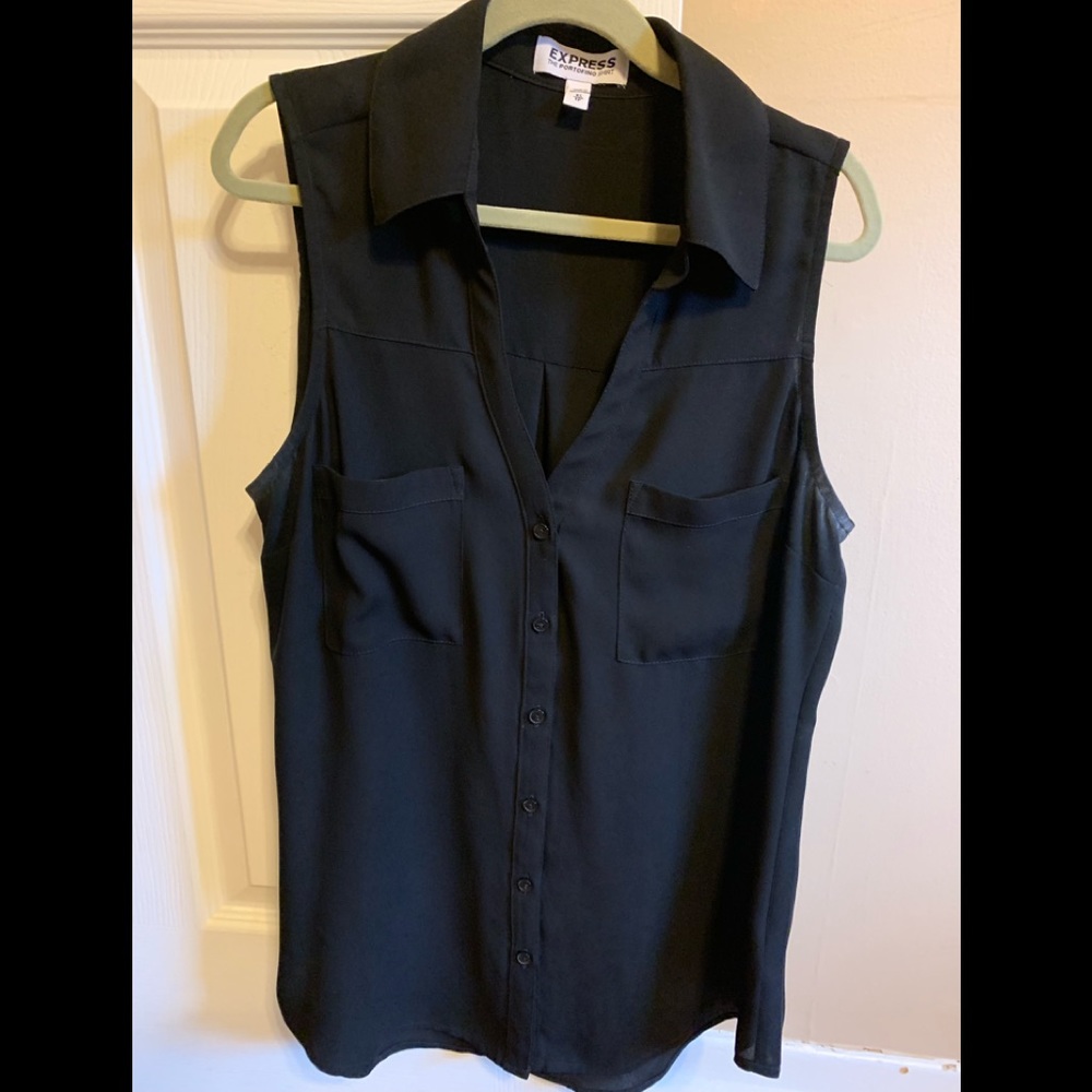 Express Black button up tank